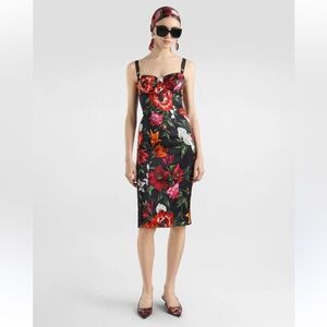 Dolce and Gabana floral bodycon midi Dress NWT
